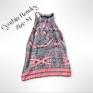 Cynthia Rowley Pink and Teal Paisley Tank